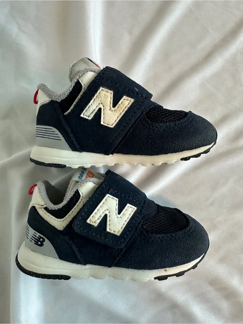 New Balance 574 Navy & White Baby Velcro Sneakers